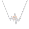 Thumbnail Image 1 of Heartbeat Necklace 1/8 ct tw Diamonds Sterling Silver & 10K Rose Gold