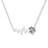 Thumbnail Image 0 of Paw Heartbeat Necklace 1/20 cttw Black Diamonds Sterling Silver