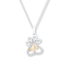 Thumbnail Image 0 of Paw Necklace 1/20 ct tw Diamonds Sterling Silver & 10K Yellow Gold