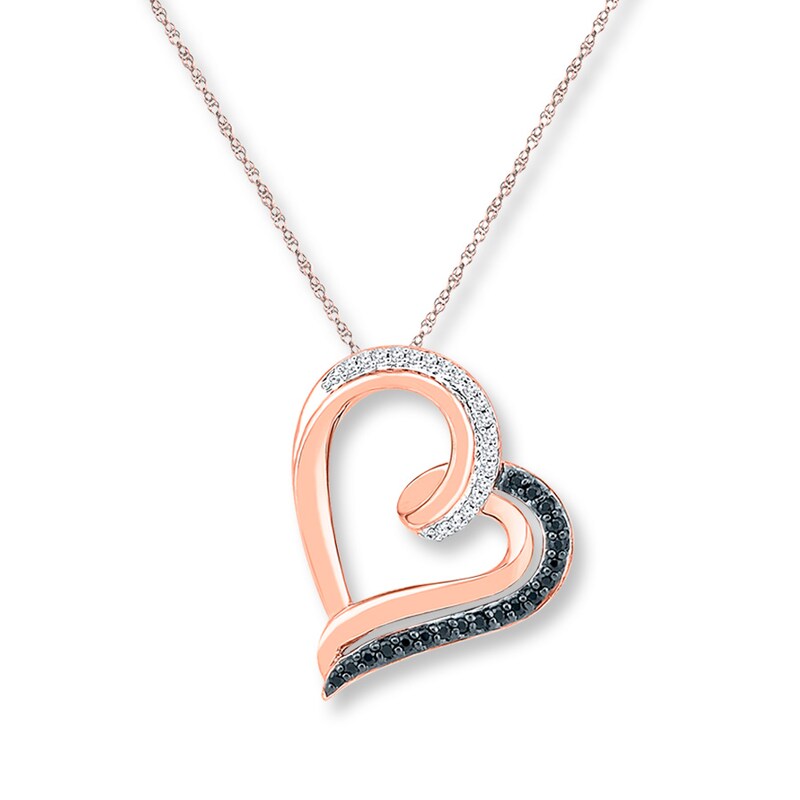 Black & White Diamond Necklace 1/6 carat tw 10K Rose Gold