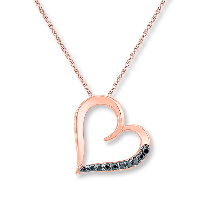 Main Image 1 of Black Diamond Necklace 1/15 carat tw 10K Rose Gold