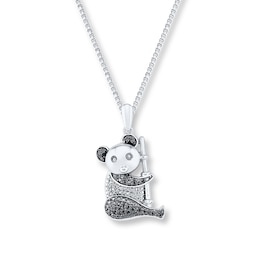 Panda Necklace 1/8 ct tw Diamonds Sterling Silver