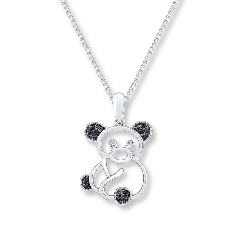 Teddy Bear Necklace 1/20 ct tw Diamonds Sterling Silver