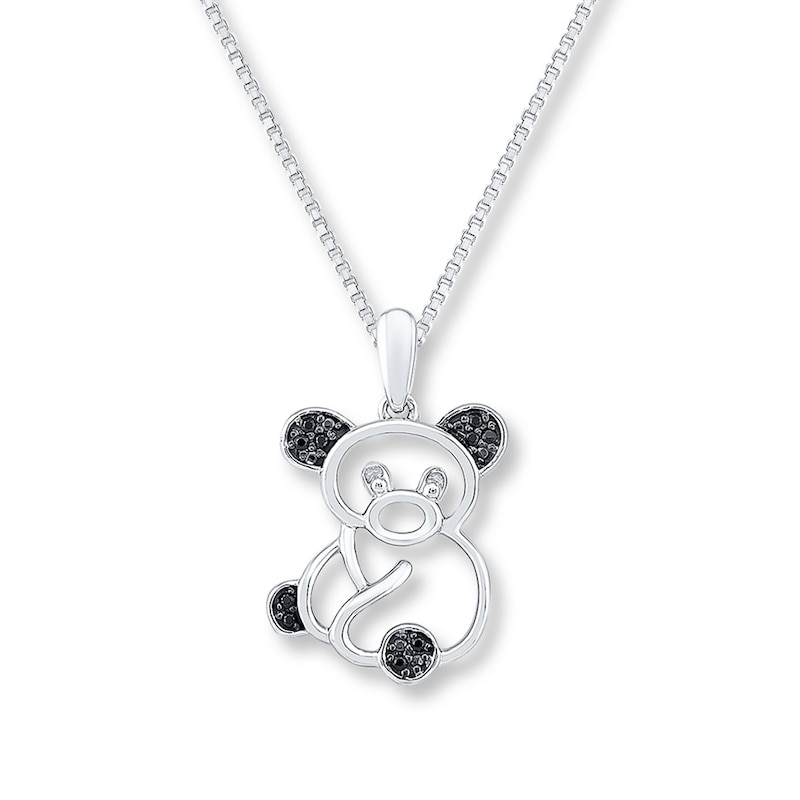 Main Image 1 of Teddy Bear Necklace 1/20 ct tw Diamonds Sterling Silver