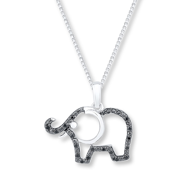Elephant Necklace 1/10 ct tw Diamonds Sterling Silver