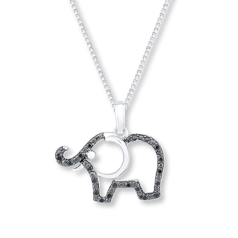 Main Image 1 of Elephant Necklace 1/10 ct tw Diamonds Sterling Silver