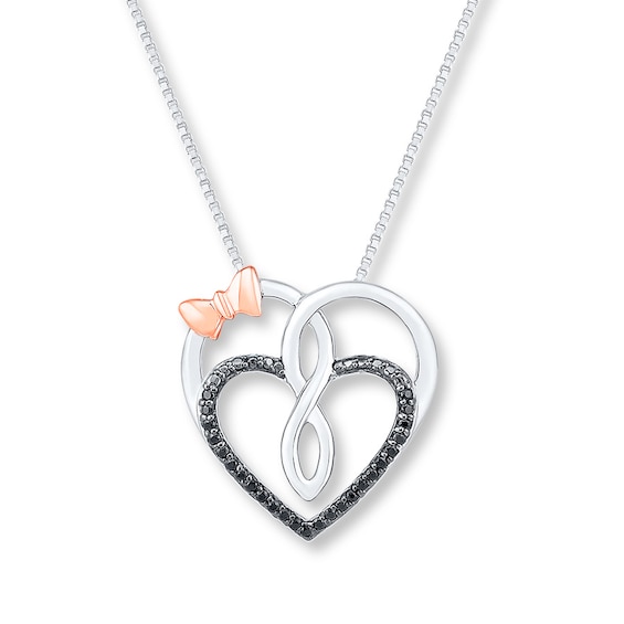 Heart Necklace 1/10 cttw Diamonds Sterling Silver/10K Rose ...