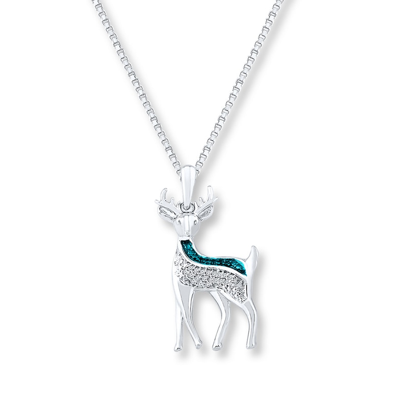 Main Image 1 of Deer Necklace 1/15 ct tw Diamonds Sterling Silver