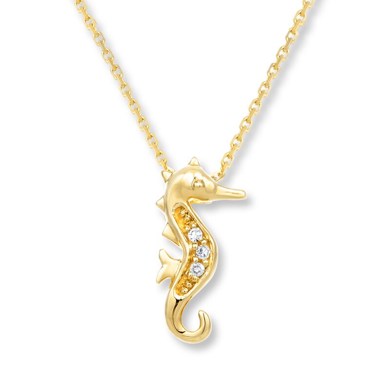Main Image 1 of Diamond Seahorse Necklace 10K Yellow Gold