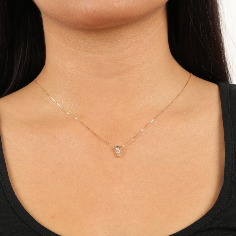 Main Image 2 of Diamond Seahorse Necklace 10K Yellow Gold