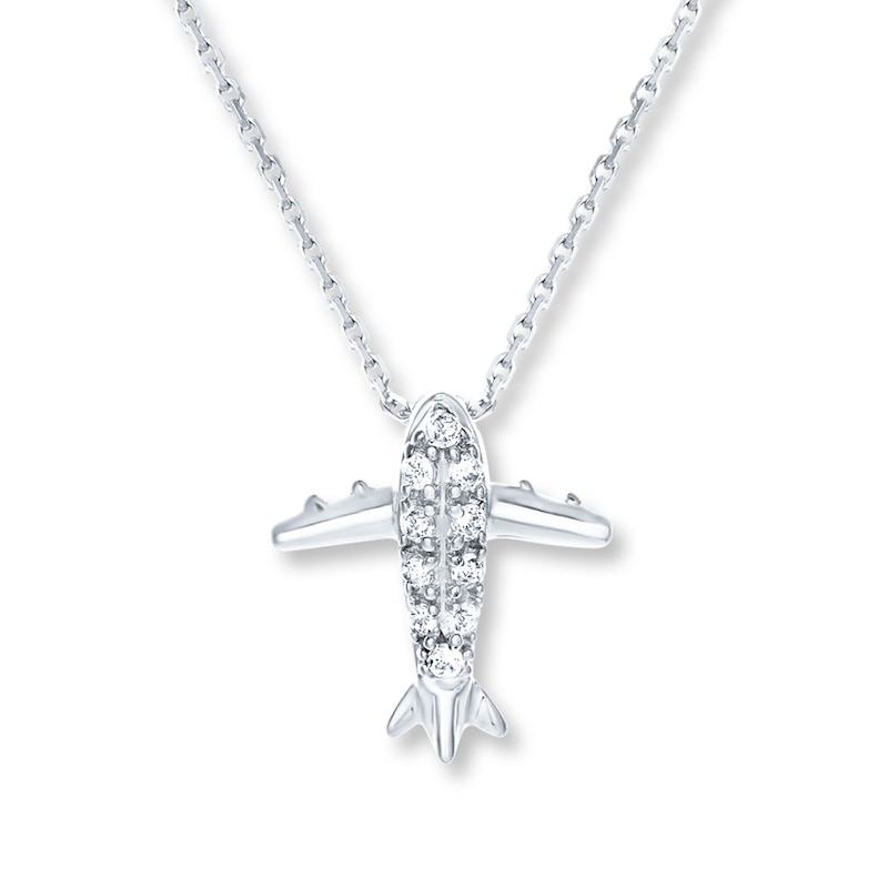 Petite Diamond Plane Necklace 1/20 carat tw 10K White Gold