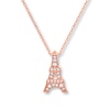 Thumbnail Image 0 of Eiffel Tower Necklace 1/15 ct tw Diamonds 10K Rose Gold