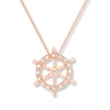 Thumbnail Image 0 of Diamond Shipwheel Necklace 1/20 ct tw Round-cut 10K Rose Gold