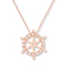 Thumbnail Image 1 of Diamond Shipwheel Necklace 1/20 ct tw Round-cut 10K Rose Gold