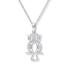 Thumbnail Image 0 of Diamond Owl Necklace 1/20 ct tw Round-cut 10K White Gold