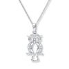 Thumbnail Image 1 of Diamond Owl Necklace 1/20 ct tw Round-cut 10K White Gold