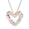 Thumbnail Image 1 of Heart Necklace 1/5 ct tw Diamonds 10K Two-Tone Gold
