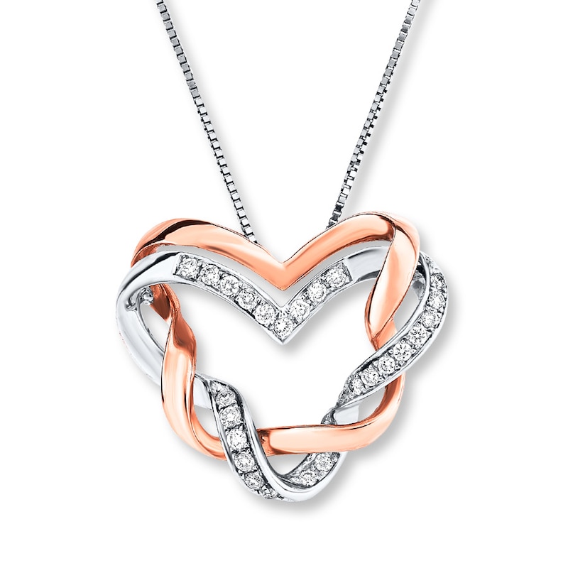 Main Image 1 of Heart Necklace 1/5 ct tw Diamonds 10K Two-Tone Gold