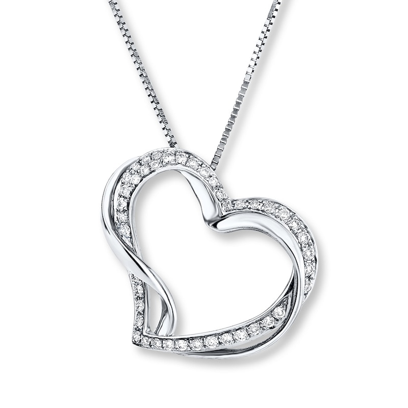 Main Image 1 of Heart Necklace 1/6 ct tw Diamonds 10K White Gold