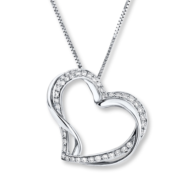 Heart Necklace 1/6 ct tw Diamonds 10K White Gold