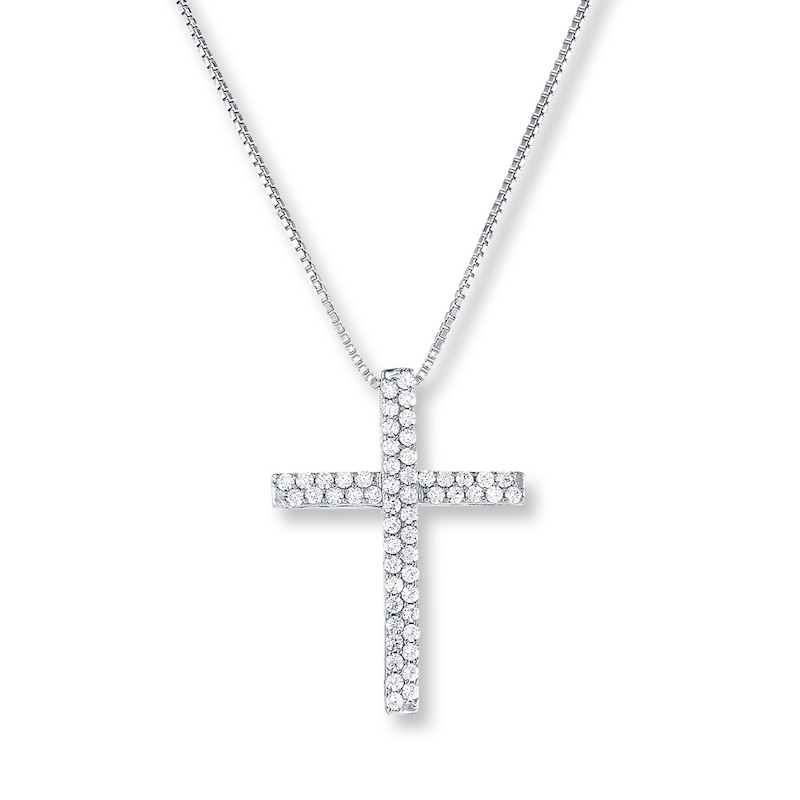 Main Image 1 of Cross Necklace 1/3 ct tw Diamonds 10K White Gold