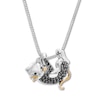 Black Diamond Cat Necklace 1/5 ct tw Sterling Silver/10K Gold