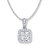 Thumbnail Image 0 of Diamond Necklace 1/2 ct tw Princess-cut & Round 14K White Gold