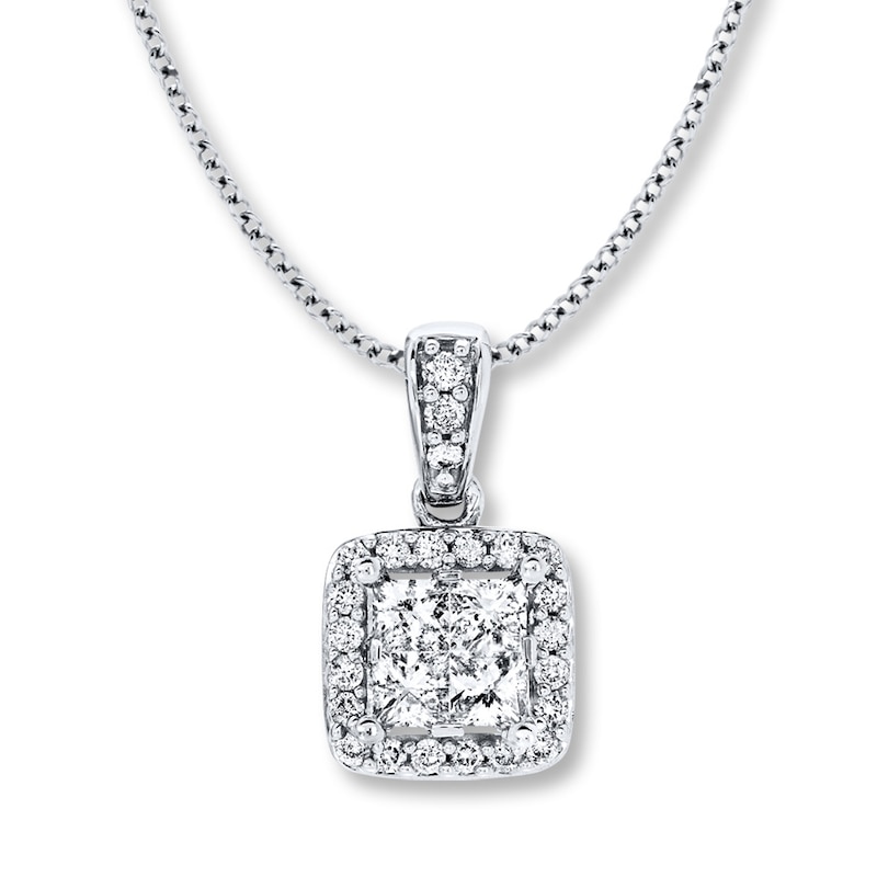 Half circle diamond pendant necklace. Diamond necklace