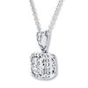 Thumbnail Image 2 of Diamond Necklace 1/2 ct tw Princess-cut & Round 14K White Gold