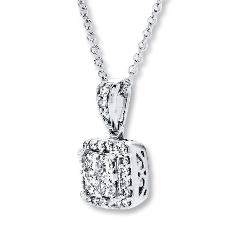 Diamond Necklace 1/2 ct tw Princess-cut & Round 14K White Gold