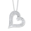 Diamond Heart Necklace 1/4 ct tw Round-cut Sterling Silver 18"