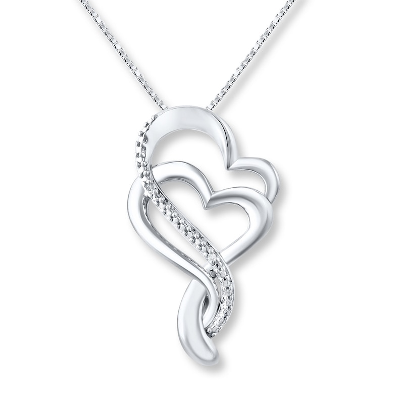 Main Image 1 of Heart Necklace Diamond Accents Sterling Silver