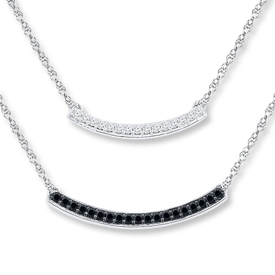 Double Bar Necklace 1/4 ct tw Diamonds Sterling Silver 18.75"
