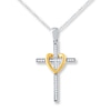 Thumbnail Image 1 of Cross Necklace 1/10 ct tw Diamonds Sterling Silver & 10K Yellow Gold