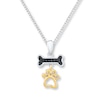 Dog Necklace 1/20 ct tw Black Diamonds Sterling Silver/10K Gold 18"