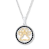 Thumbnail Image 1 of Paw Print Necklace 1/10 ct tw Diamonds Sterling Silver & 10K Yellow Gold 18&quot;