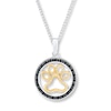 Thumbnail Image 0 of Paw Print Necklace 1/10 ct tw Diamonds Sterling Silver & 10K Yellow Gold 18"