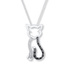 Thumbnail Image 1 of Cat Necklace 1/15 ct tw Black & White Diamonds Sterling Silver 18&quot;
