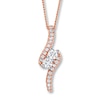 Thumbnail Image 0 of Ever Us Two-Stone Necklace 1/2 ct tw Diamonds 14K Rose Gold