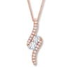 Thumbnail Image 1 of Ever Us Two-Stone Necklace 3/4 ct tw Diamonds 14K Rose Gold