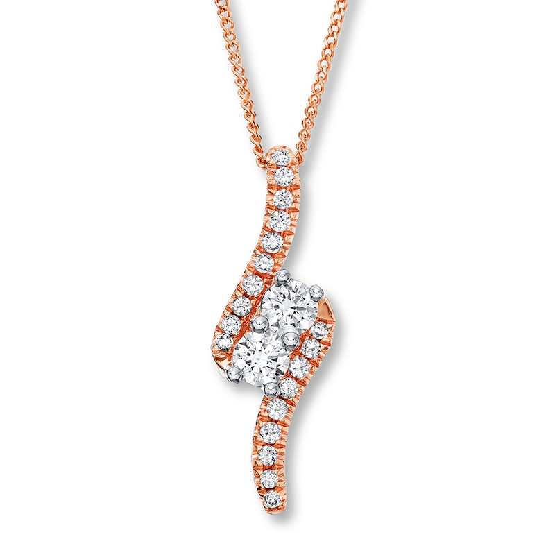 Ever Us Two-Stone Necklace 3/4 ct tw Diamonds 14K Rose Gold