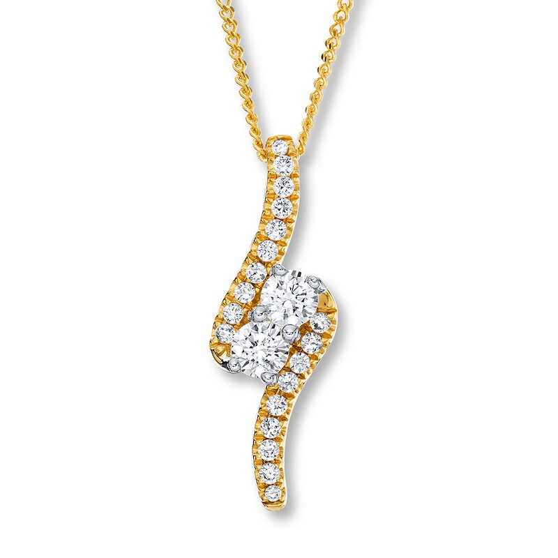 Ever Us Two-Stone Necklace 1/2 ct tw Round-cut Diamonds 14K Yellow Gold 19"