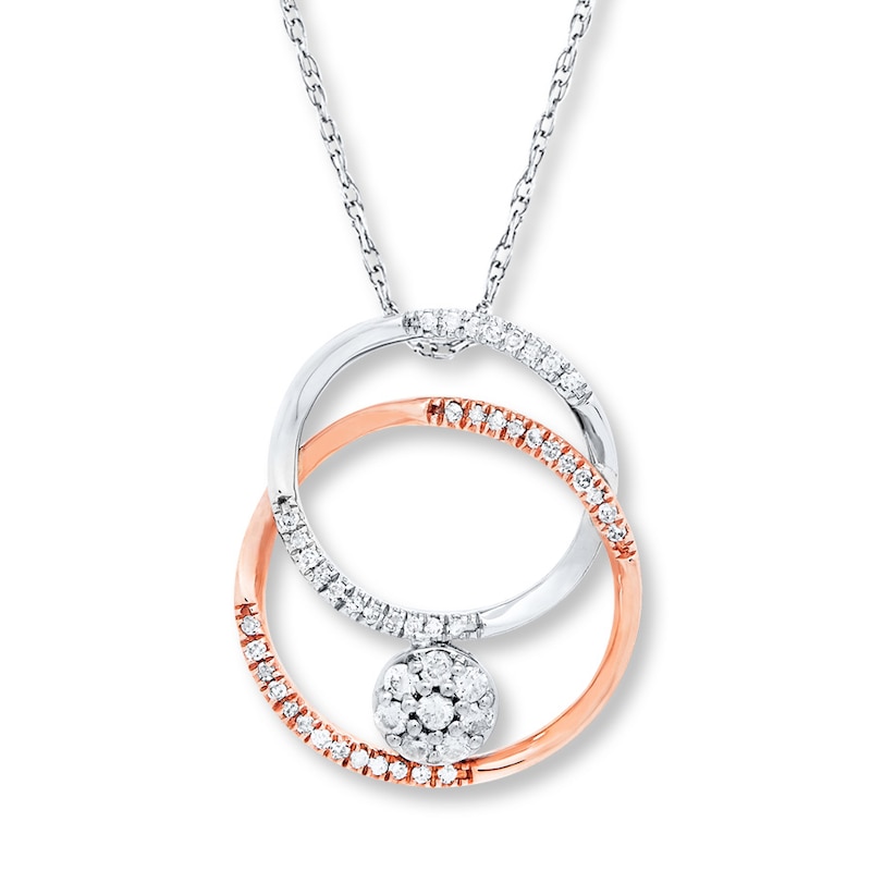 Diamond Circles Necklace 1/4 ct tw Round-cut 10K Two-Tone Gold