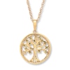 Thumbnail Image 2 of Tree Necklace 1/5 ct tw Green Diamonds 10K Yellow Gold