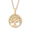 Thumbnail Image 3 of Tree Necklace 1/5 ct tw Green Diamonds 10K Yellow Gold