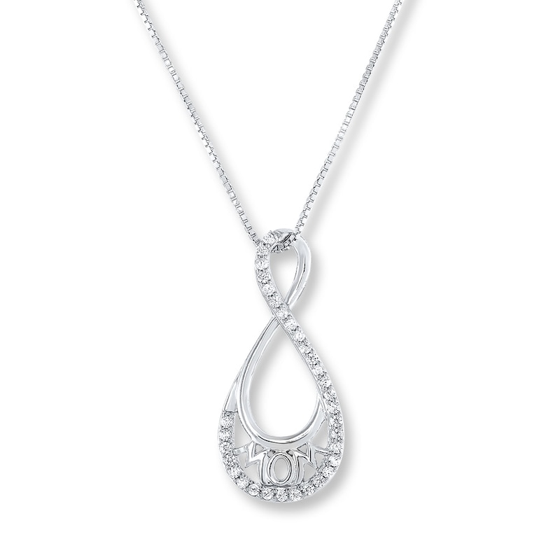 Main Image 1 of Mom Necklace 1/6 ct tw Diamonds 10K White Gold