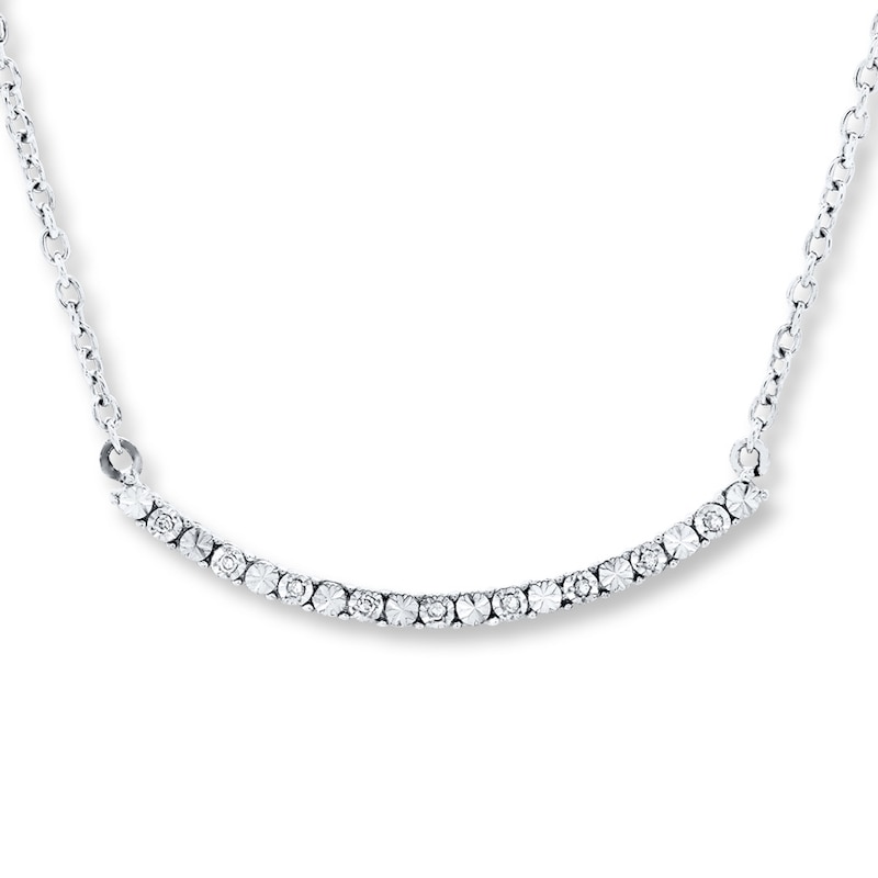 Main Image 1 of Diamond Bar Necklace Sterling Silver