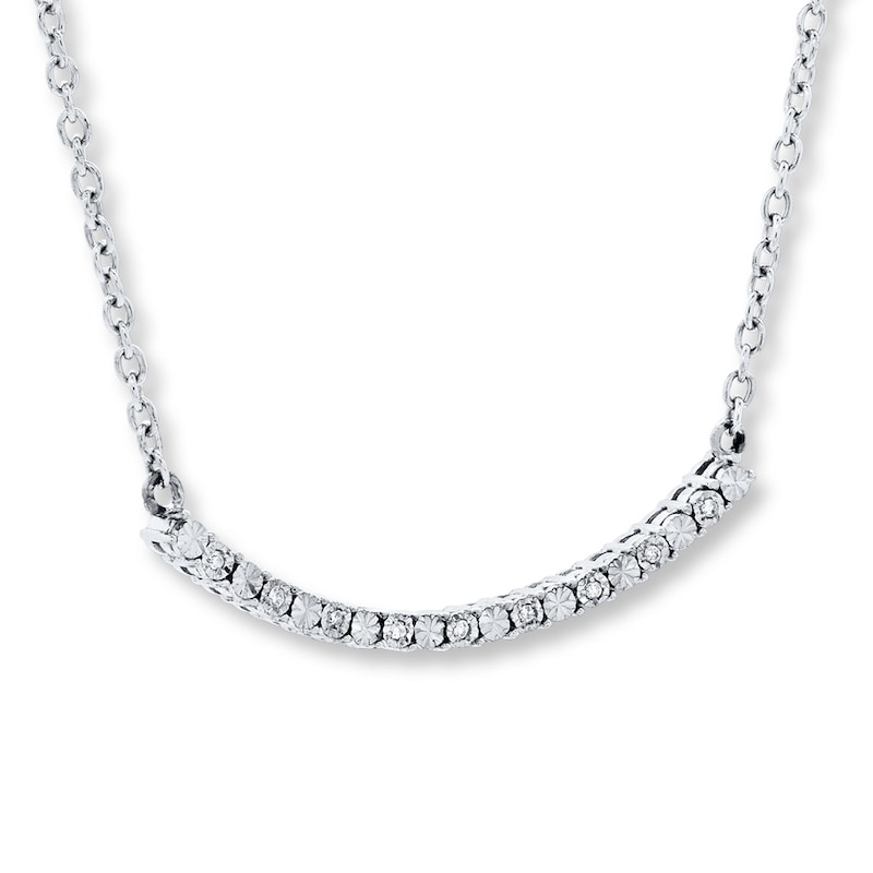 Diamond Bar Necklace Sterling Silver