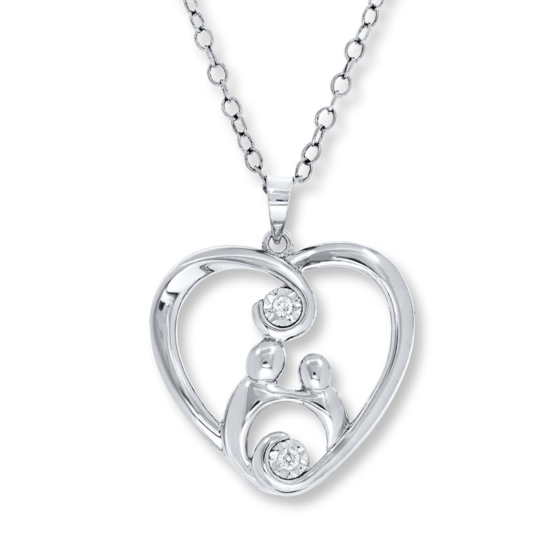 Main Image 1 of Mother and Child Necklace 1/20 ct tw Diamonds Sterling Silver