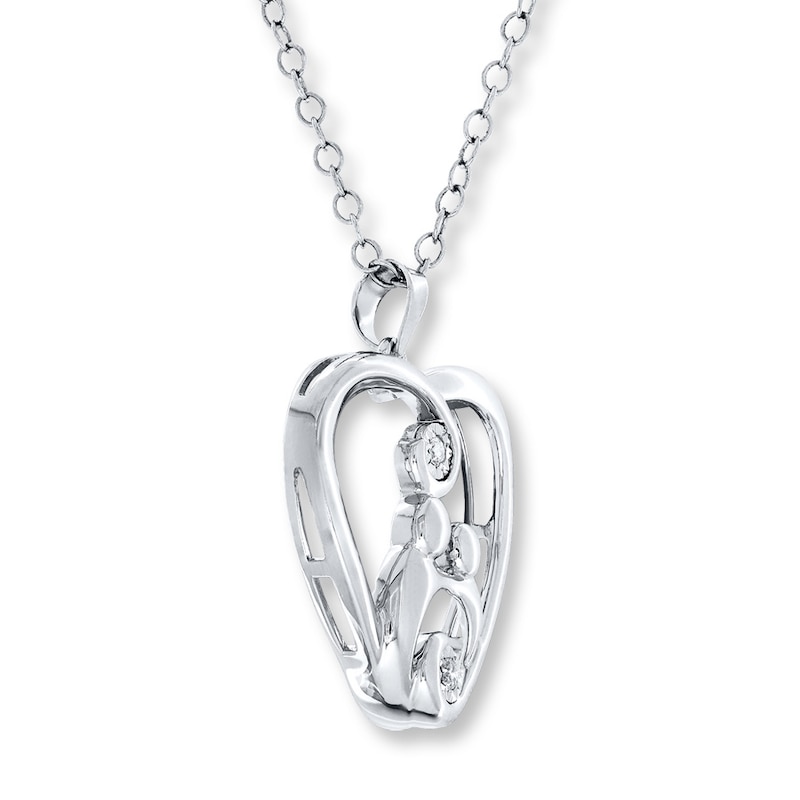 Main Image 3 of Mother and Child Necklace 1/20 ct tw Diamonds Sterling Silver